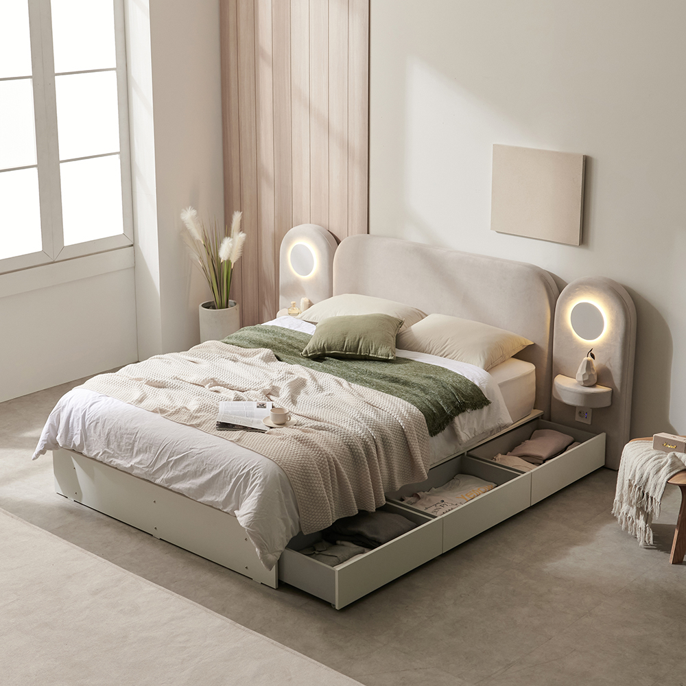 포든 수납 침대 Q 프레임+협탁 2EA 세트