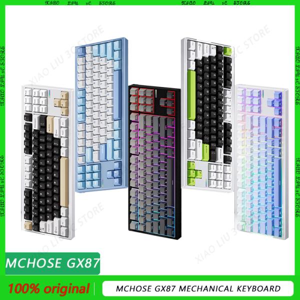 MCHOSE 기계식 키보드 무선 맞춤형 CNC 알루미늄 핫 스왑 8000mah 개스킷 HIFI 스위치 동적 RGB 2.1KG BT 2.4G GX87 : 애드렛쿠쉐