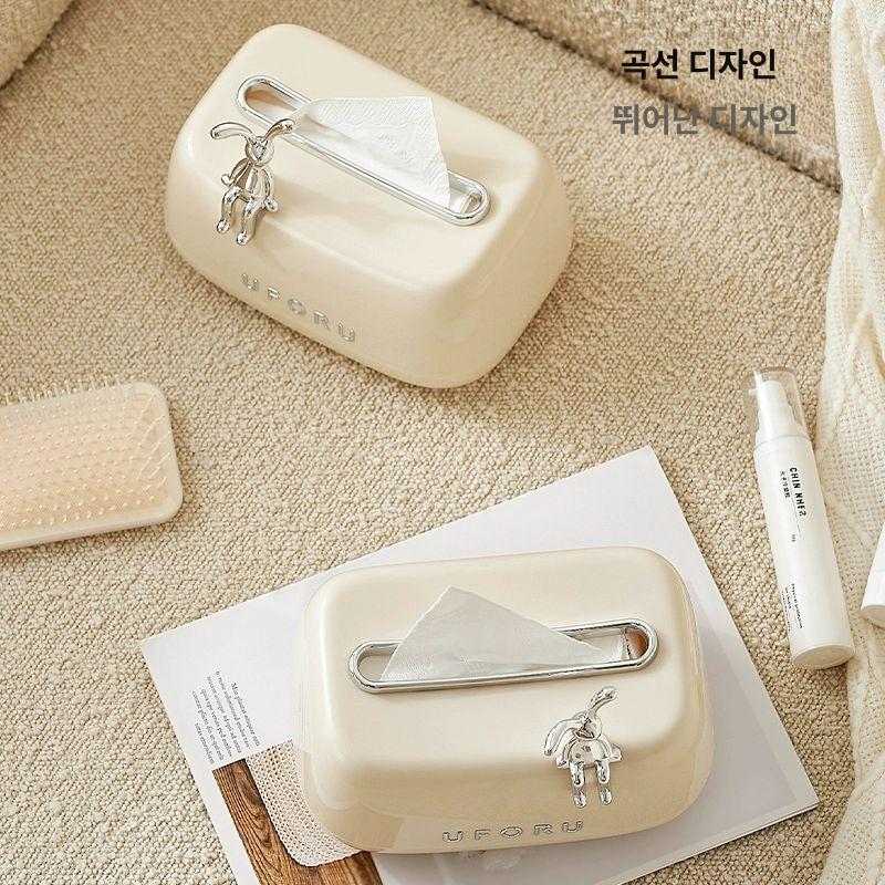 침대핸드폰거치대 티슈 케이스 박스 휴대폰 태블릿 받침대 토끼리본 티슈케이스 - 상세 이미지 5