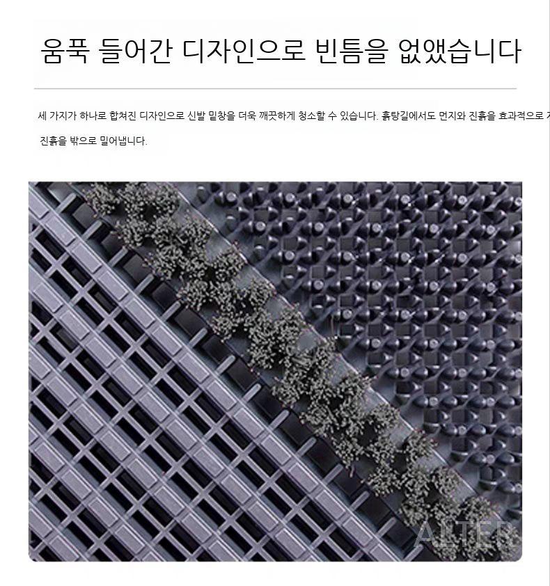 호텔 출입구 매트 미끄럼방지 야외용 흙털이 현관 카펫 발매트 퓨어 그레이 105x105cm - 상세 이미지 4