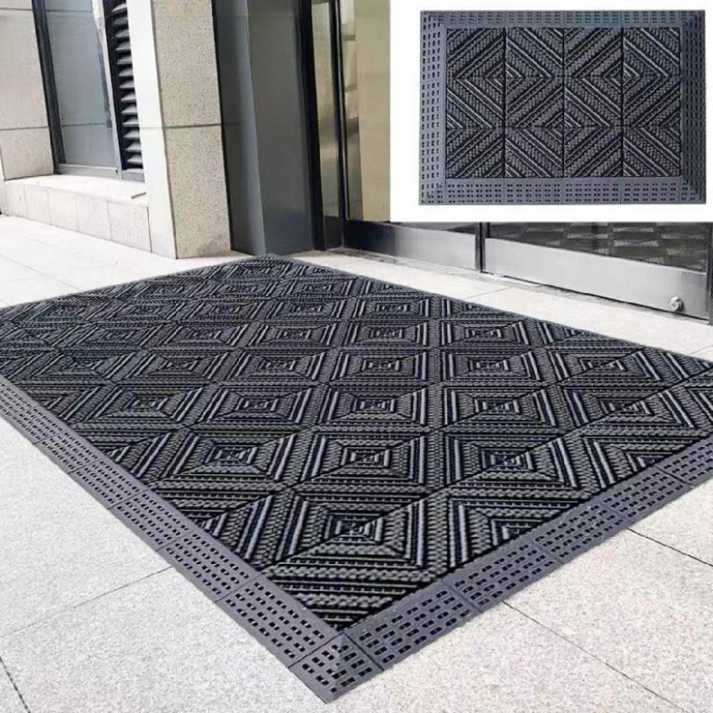호텔 출입구 매트 미끄럼방지 야외용 흙털이 현관 카펫 발매트 퓨어 그레이 105x105cm - 상세 이미지 2
