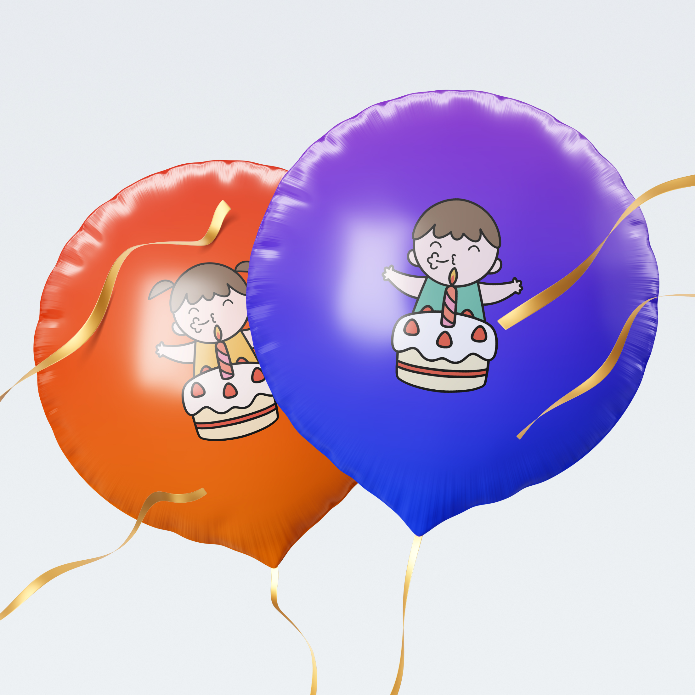 상업용 캐릭터 생일 케이크 케익 촛불 촛불끄기 부는 어린이 일러스트 5월 가정의달 2종세트 - 상품 이미지