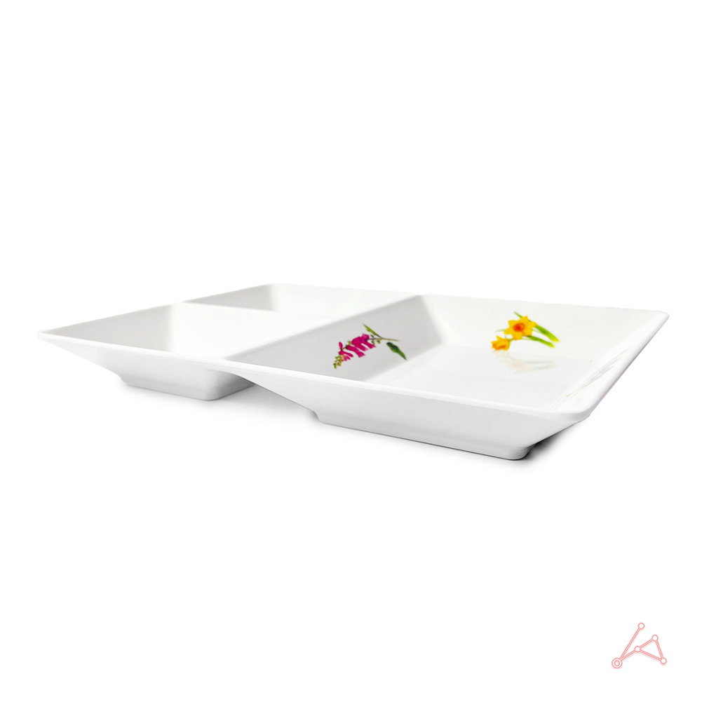 삼절 접시 3칸 3절 3단 반찬 나눔접시 사각 멜라민 - 상세 이미지 5