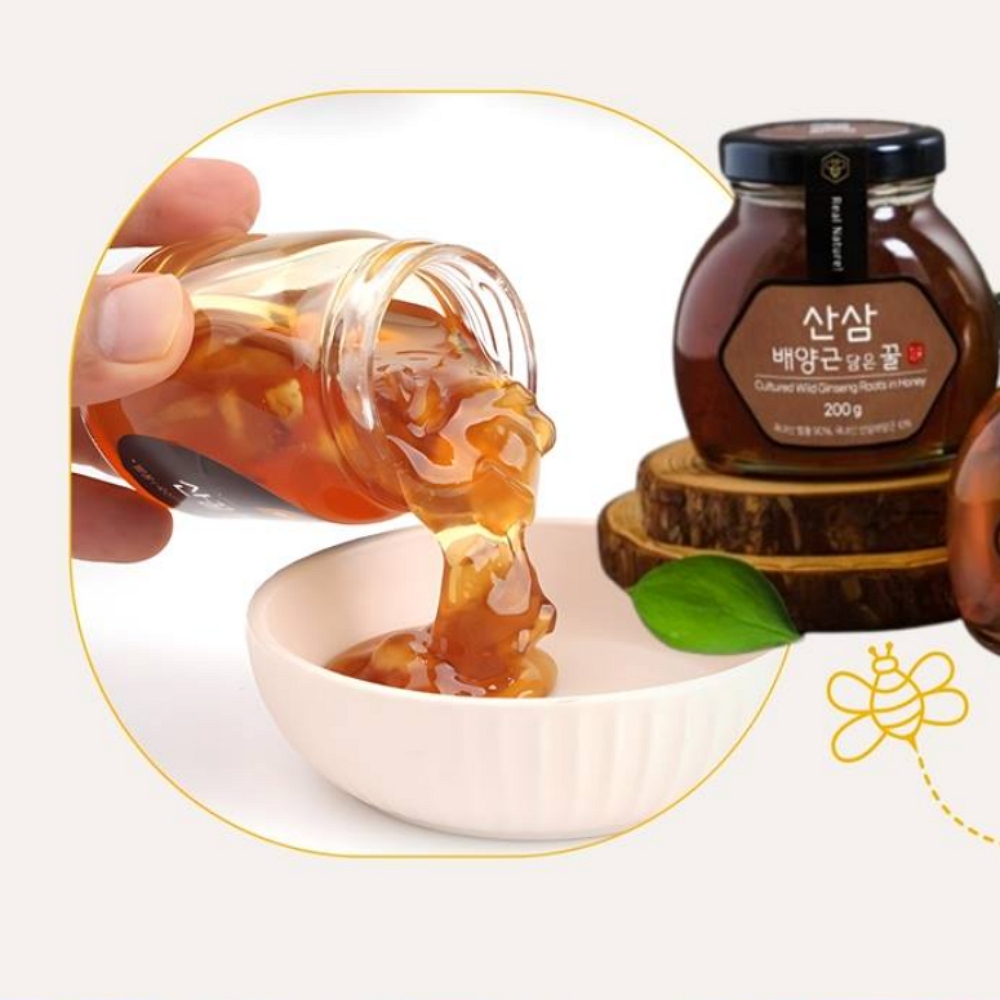국산 산삼배양근 송이버섯 벌꿀 선물세트 꿀 선물용 유리병 2개입 명절 천연꿀 선물 - 상세 이미지 4