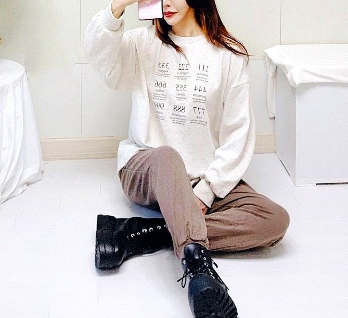 (국산/자체제작/당일발송) 넘버 숫자 티셔츠 30대여성 루즈핏 오버핏 레터링 - 상세 이미지 2