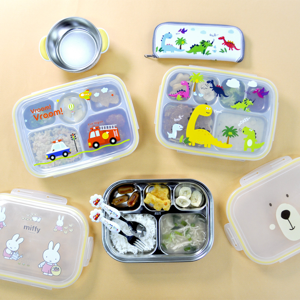 국내산 스텐 304 캐릭터 유치원 어린이집 뚜껑 식판 유아 깊은형 스텐 식판 도시락 쿨디노