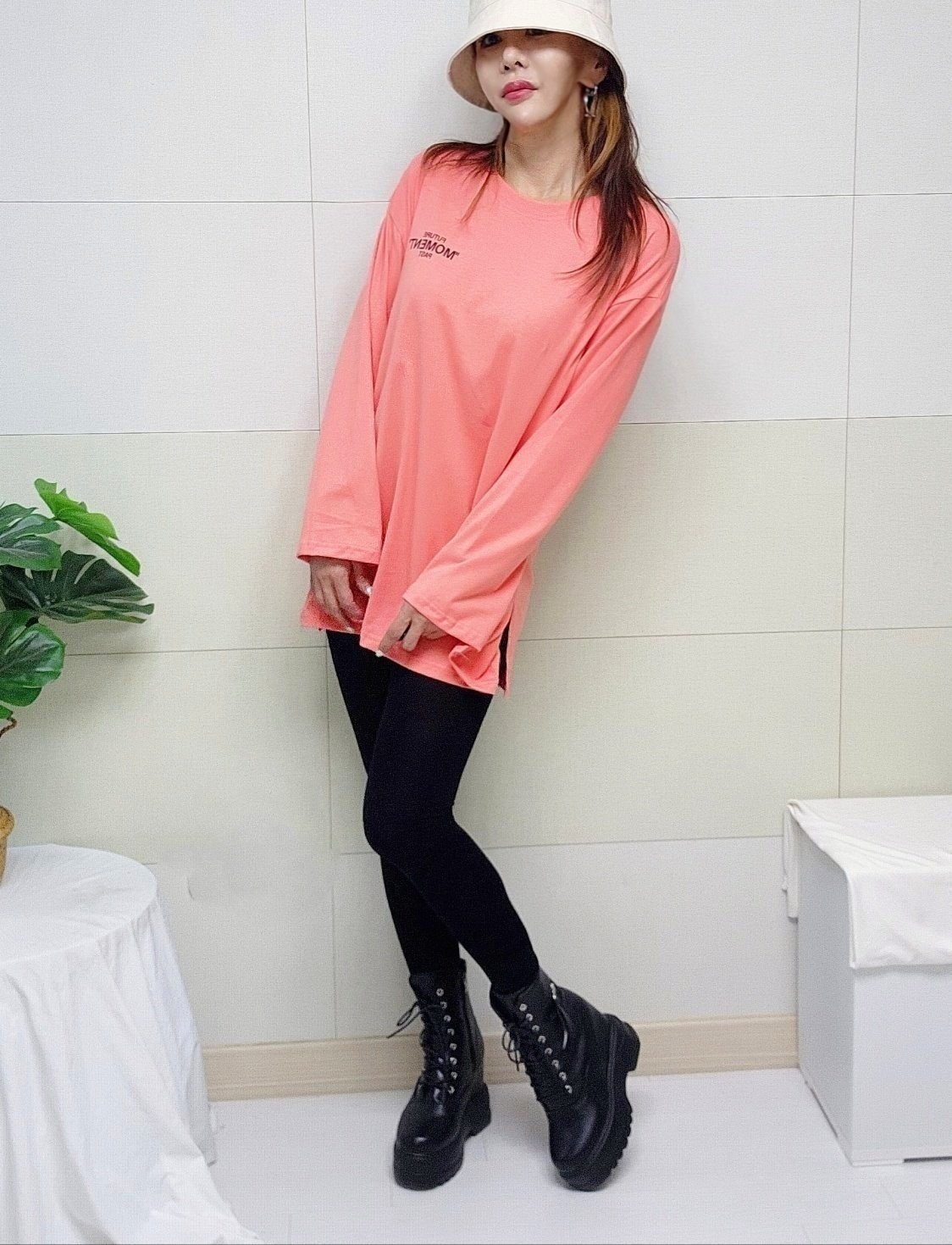 (국산/자체제작/당일발송) 모어먼트 양트임 긴팔 티셔츠 30대여성 루즈핏 오버핏 - 상세 이미지 5