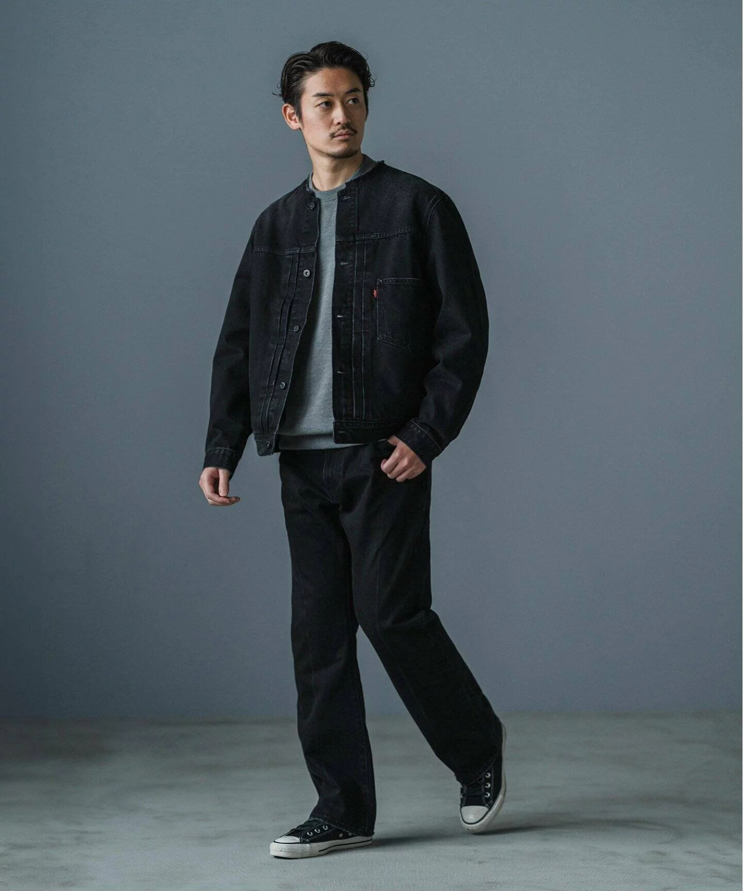 Levis 리바이스 x 에디피스 별주 칼라리스 타입 1 트러커 데님 자켓 블랙 - 상세 이미지 4