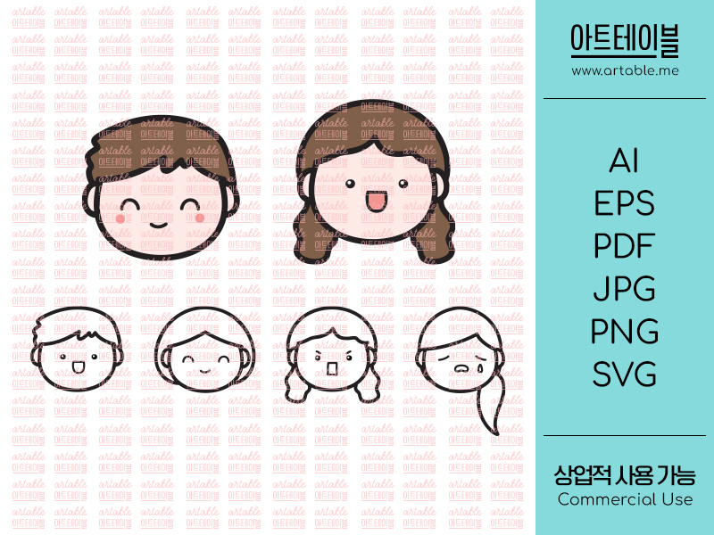 엄마 아빠 부모 얼굴 표정 캐릭터 아이콘 이모티콘 일러스트 - 상세 이미지 2