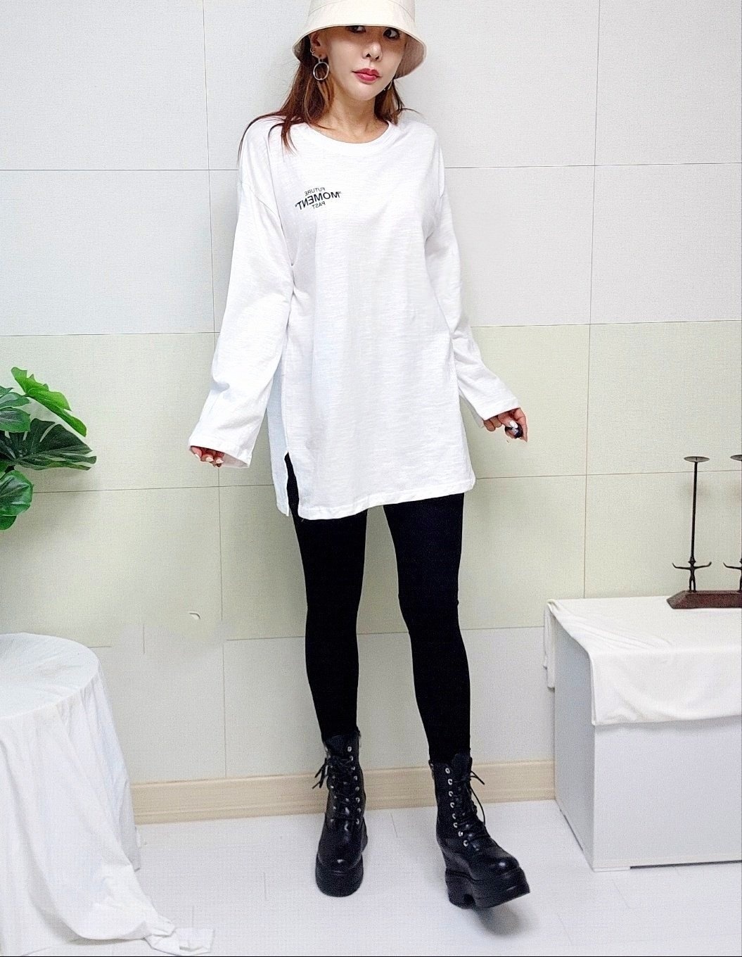 (국산/자체제작/당일발송) 모어먼트 양트임 긴팔 티셔츠 30대여성 루즈핏 오버핏 - 상세 이미지 3