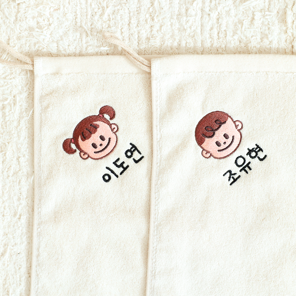 어린이집 무염색 고리수건 이름자수 핸드타월 유치원 준비물 밤나무모달 이미지 3