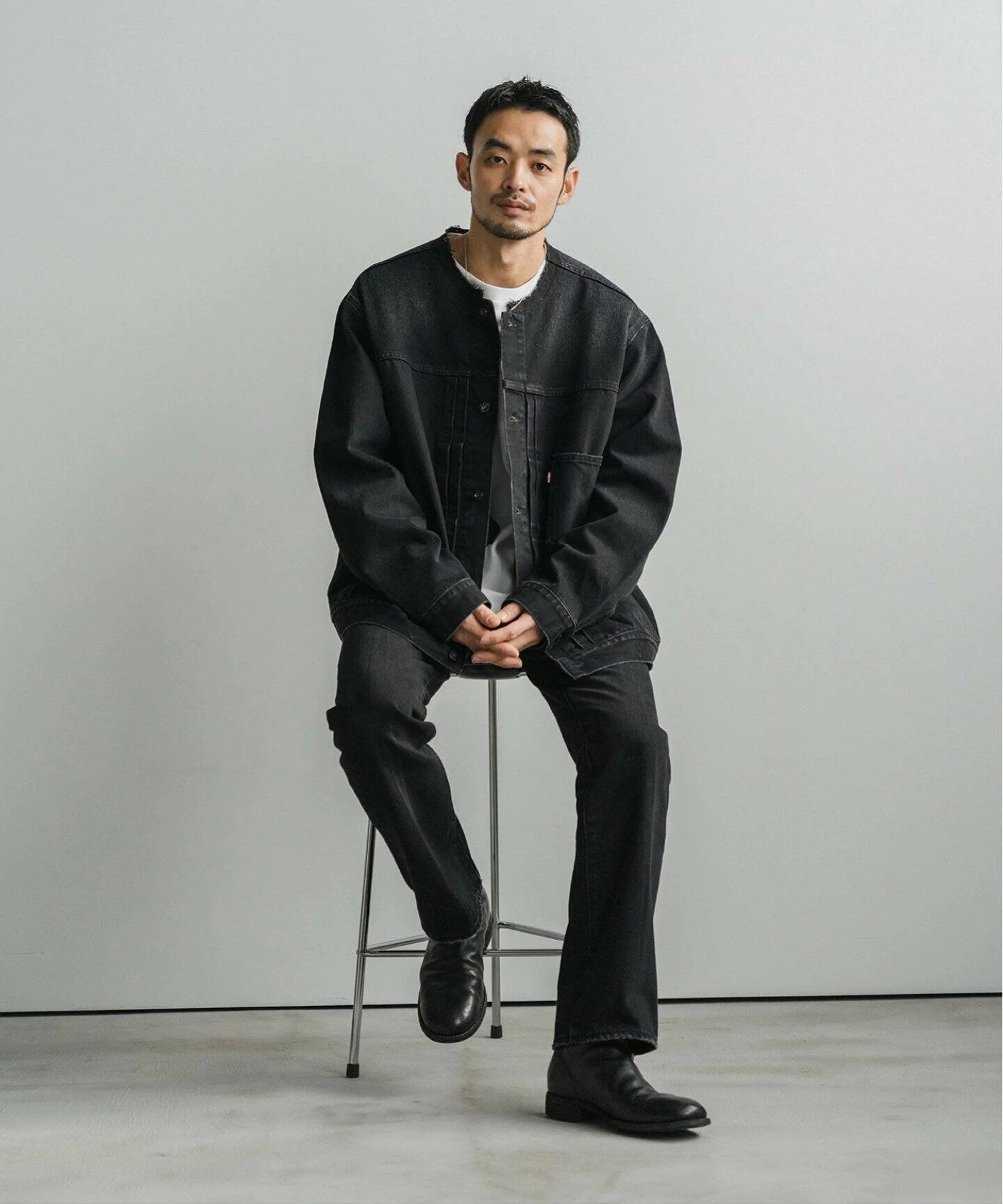 Levis 리바이스 x 에디피스 별주 칼라리스 타입 1 트러커 데님 자켓 블랙 - 상세 이미지 2
