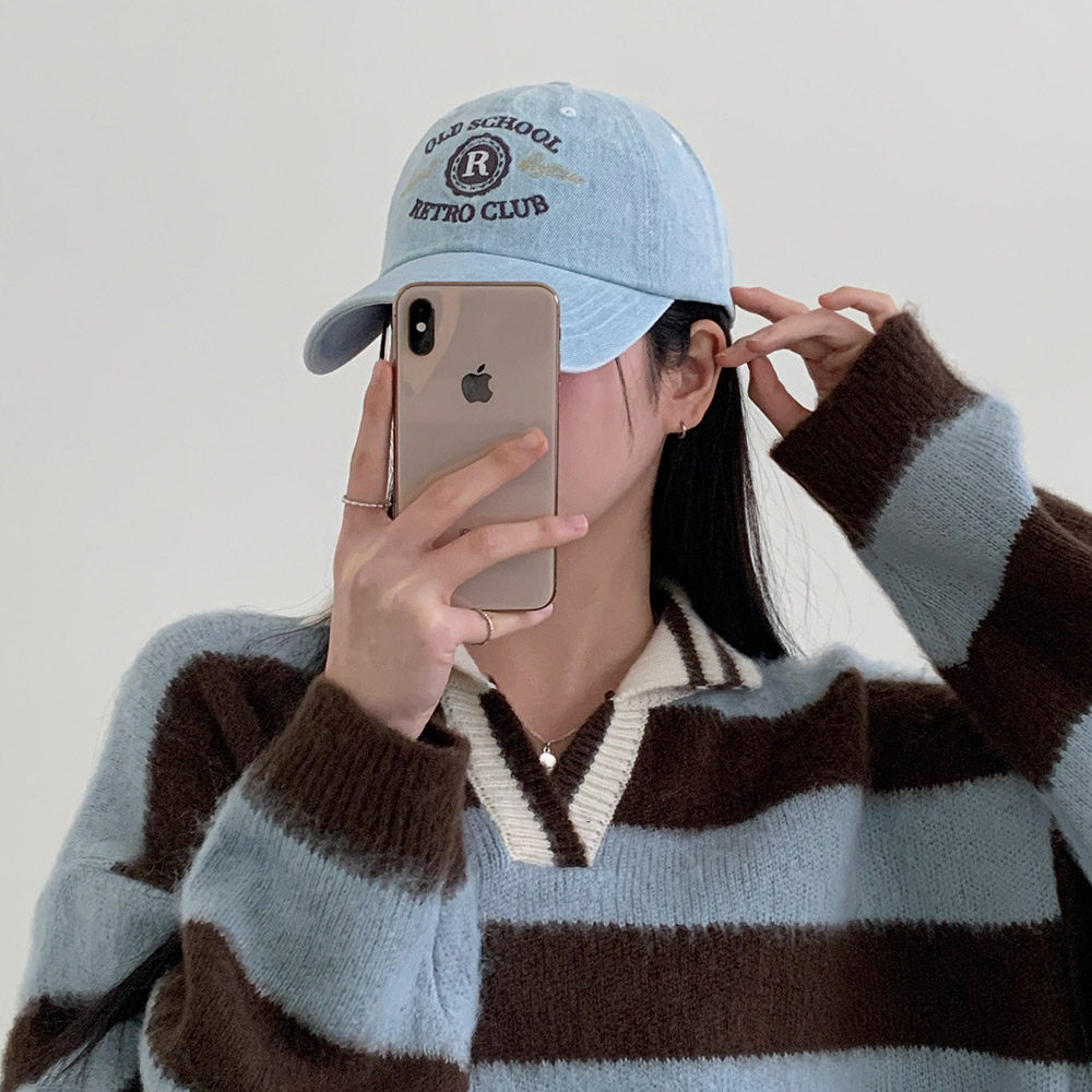 올드스쿨 영문 레터링 자수 데님 봄 대학생 새내기 개강룩 캐주얼 데일리 코튼 데님 볼캡 모자 상세 이미지 8