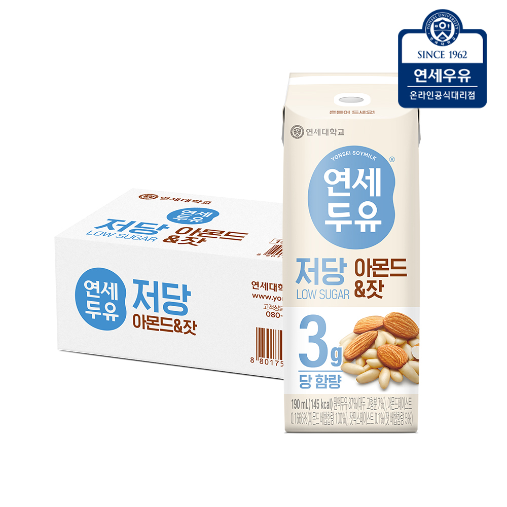 연세두유 저당두유 아몬드 잣 190ml, 24개 - 상품 이미지
