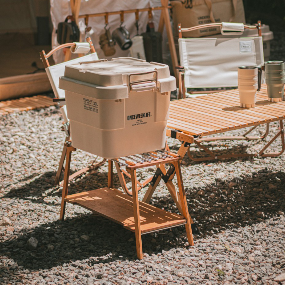 원스위크라이프 캠핑 카고 수납 스태킹 트렁크 박스 플랫형 50L, 아이보리