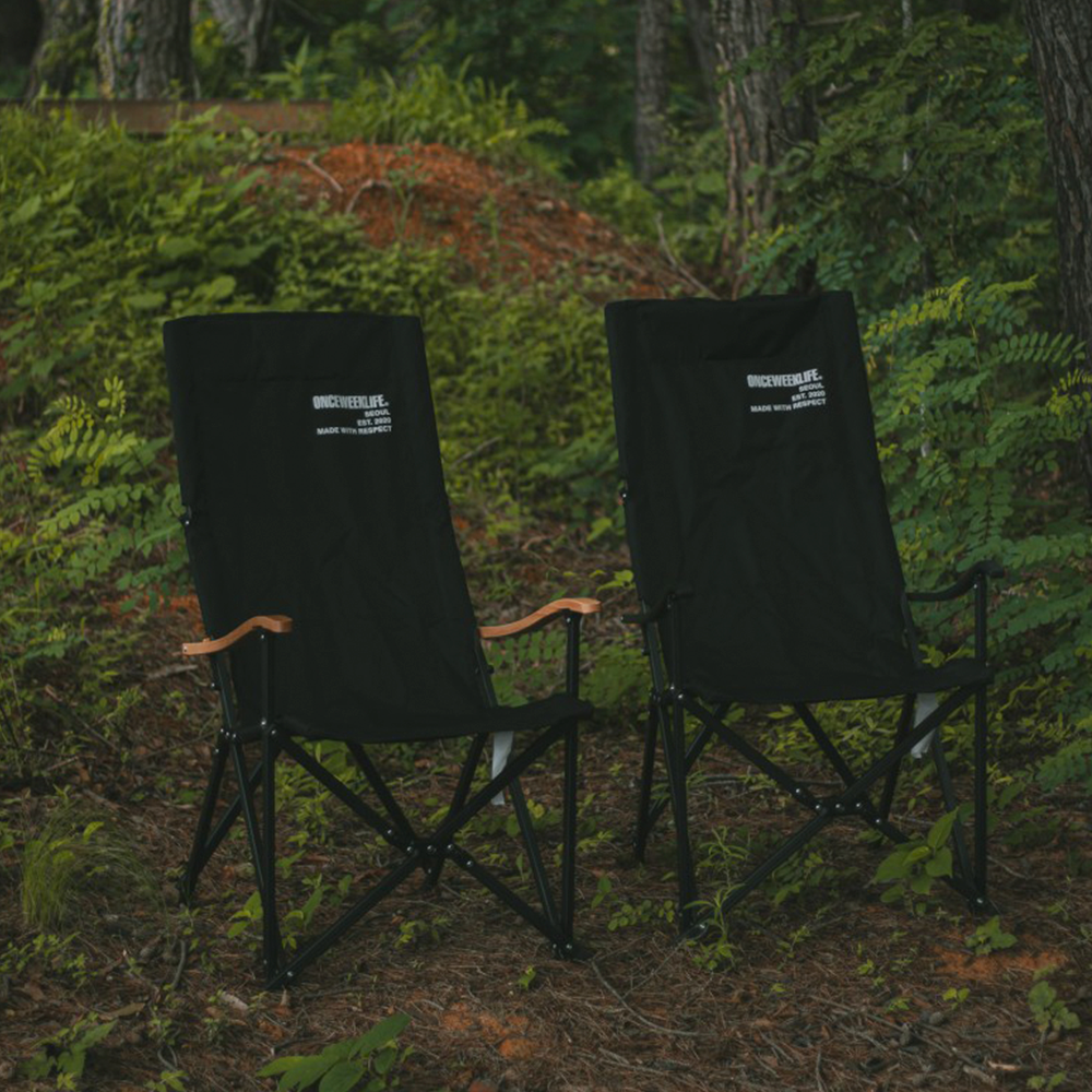 원스위크라이프 캠핑 접이식 경량 롱 릴렉스 체어 특대, 블랙프레임+원목 / 카키, 1개