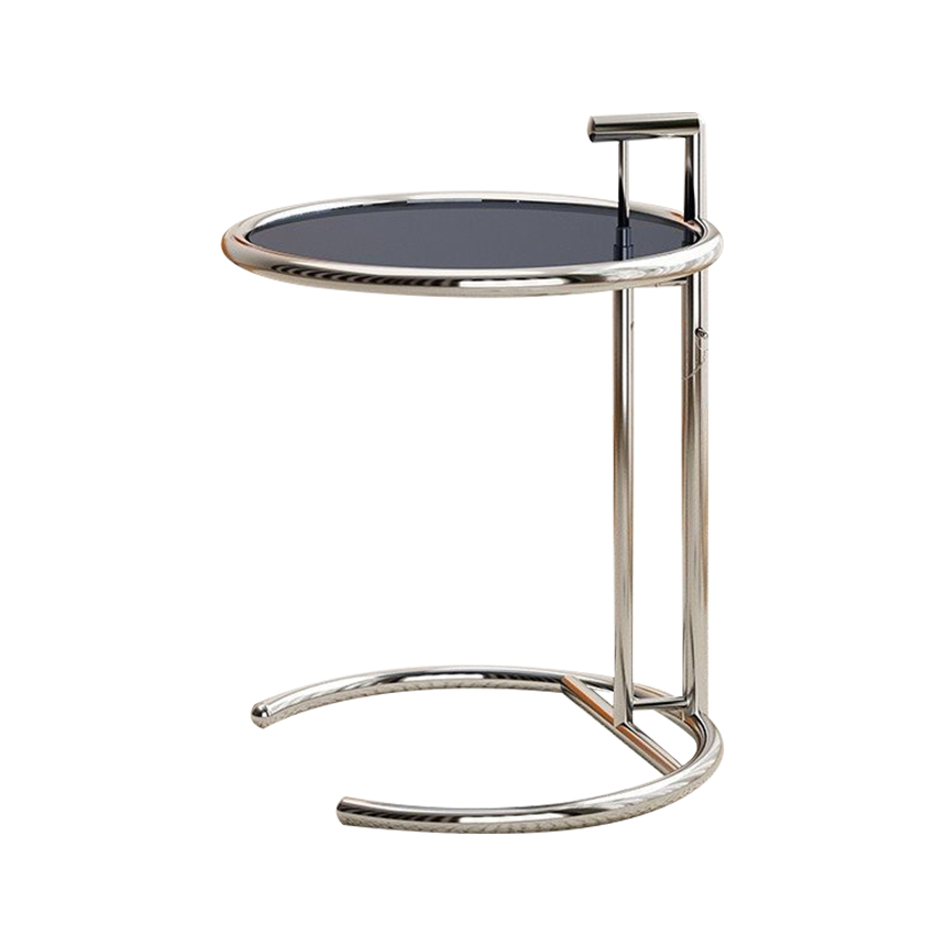 E1027 어드저스터블 클래시콘 사이드 테이블 유리 원형 리프트업