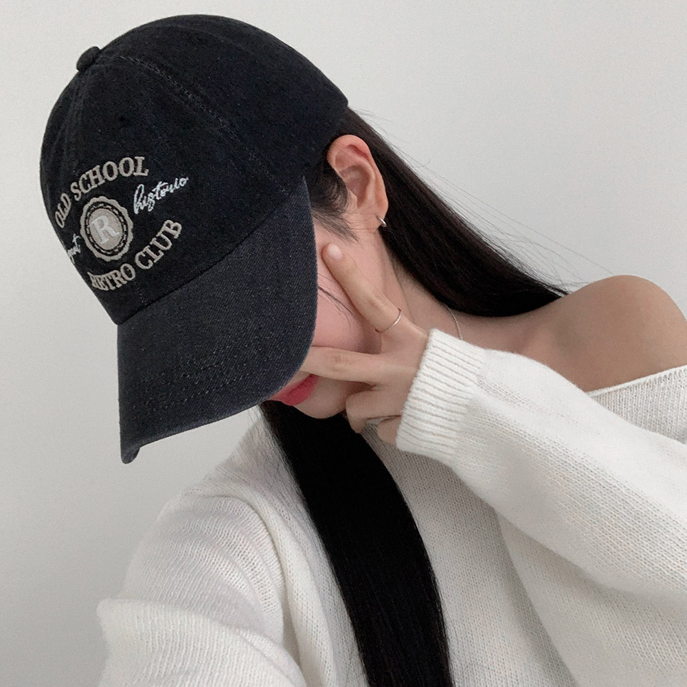 올드스쿨 영문 레터링 자수 데님 봄 대학생 새내기 개강룩 캐주얼 데일리 코튼 데님 볼캡 모자 상세 이미지 18