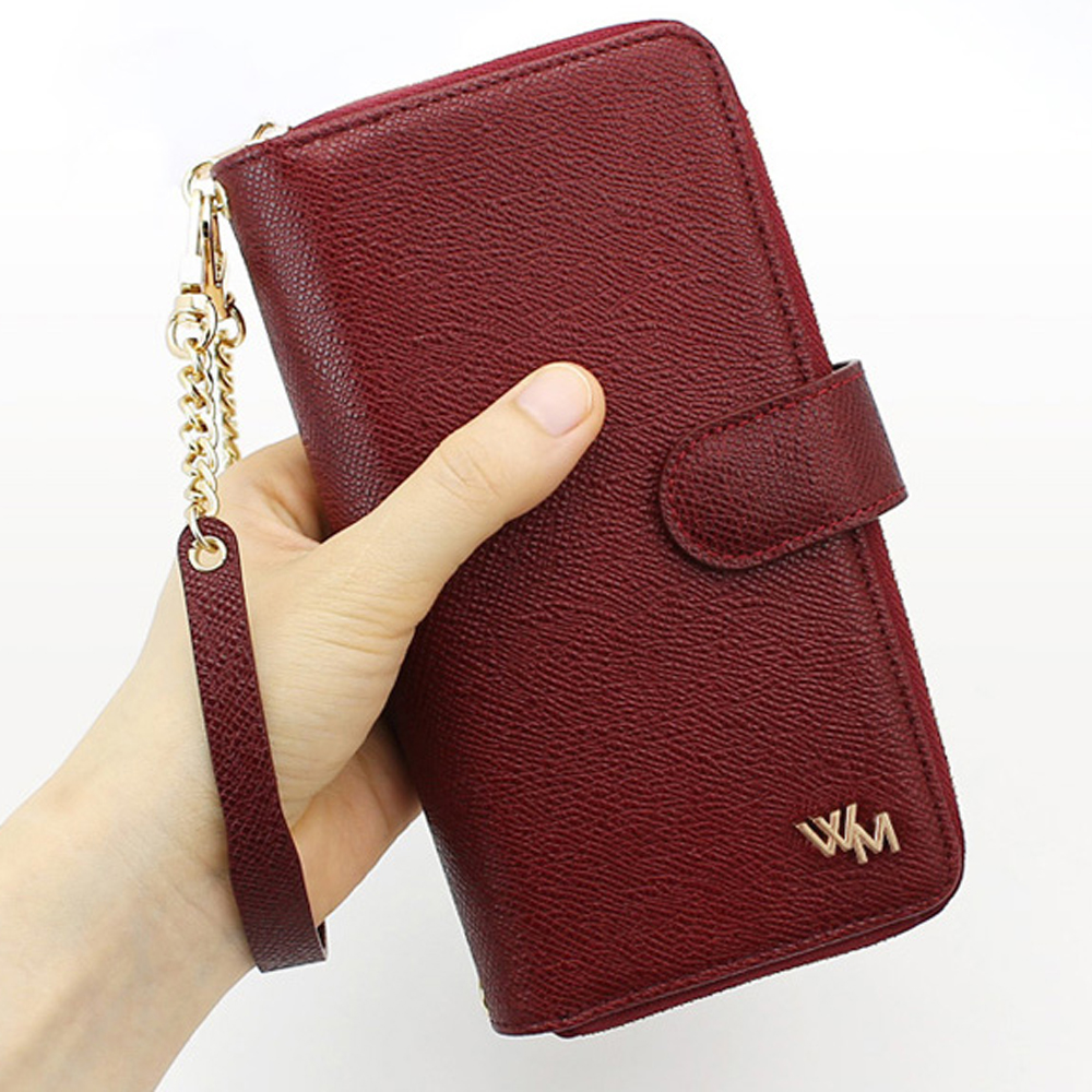 롱체인위크미 천연 소가죽 다이어리 지갑 케이스 레드와인, 갤럭시A25 - 상세 이미지 4