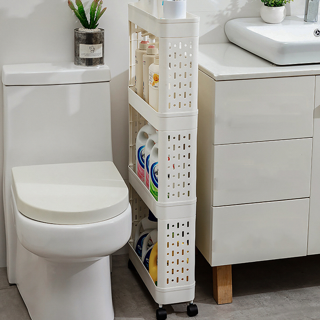 세탁실수납장 틈새수납장 세탁기옆선반 바퀴달린 스낵바 트레이 슬림 와이드 6종