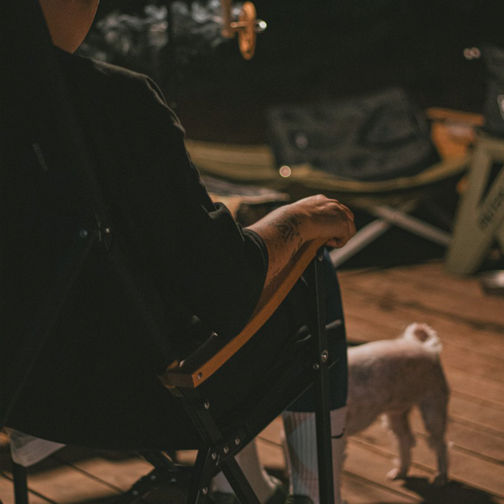 원스위크라이프 캠핑 접이식 경량 롱 릴렉스 체어 특대, 블랙프레임+원목 / 카키, 1개