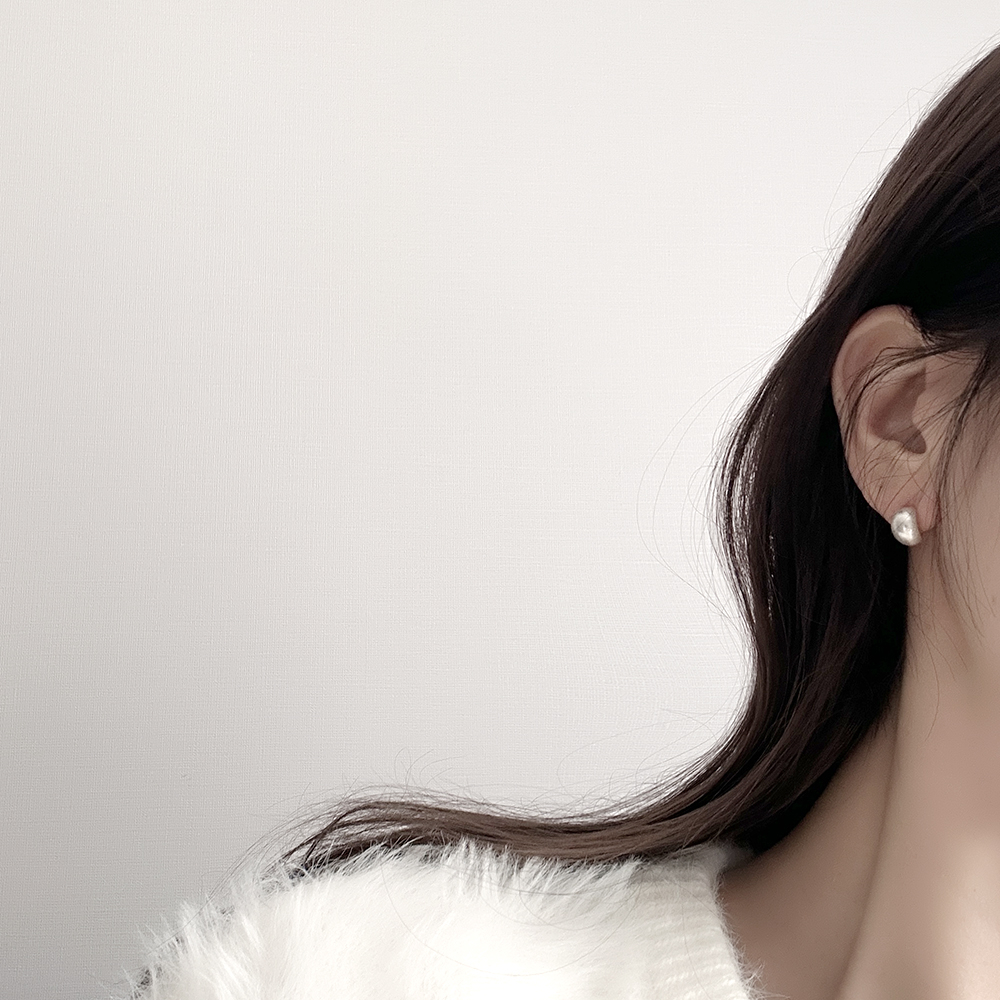 빈티지 무광 볼드 콩알 링 귀걸이 2컬러 티타늄 이미지 7