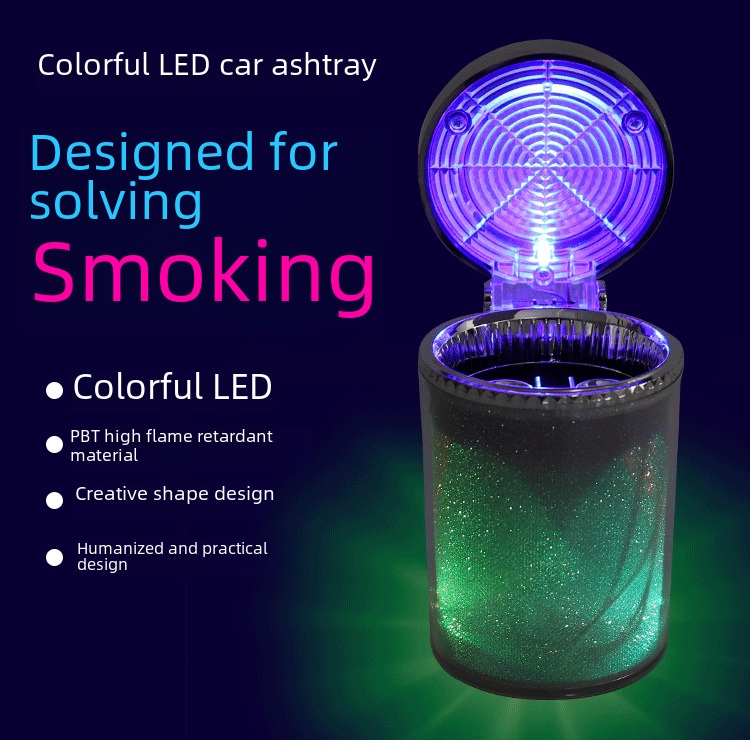 LED 재떨이 차량용 재털이 냄새차단 원터치 조명 대용량 특대형 초대형 10x7.8CM - 상세 이미지 3