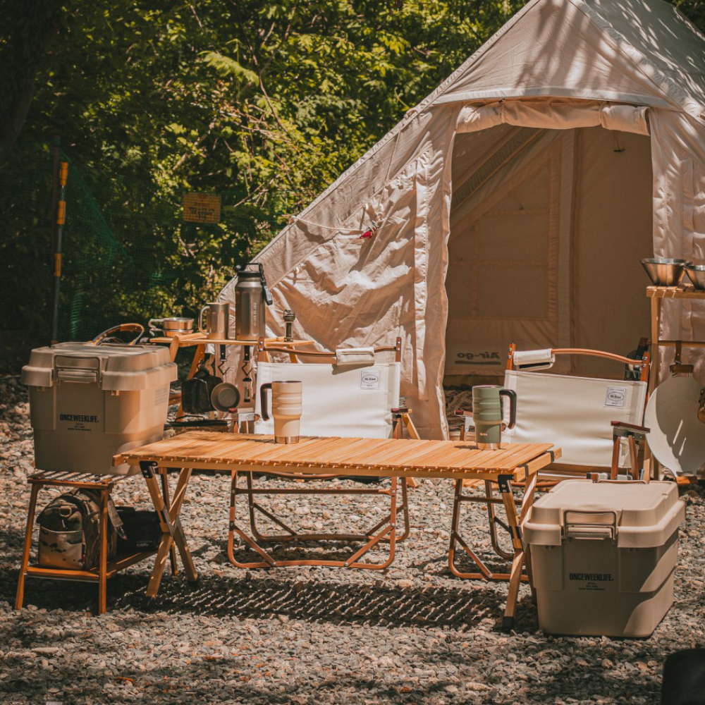 원스위크라이프 캠핑 카고 수납 스태킹 트렁크 박스 플랫형 50L, 아이보리