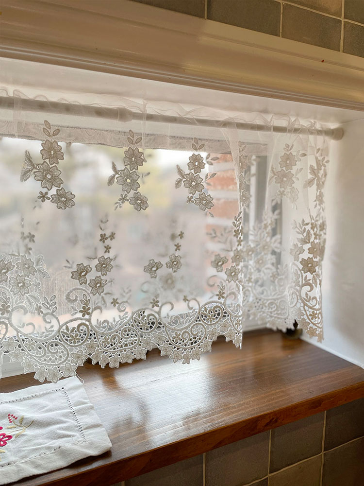 들꽃 자수 주방 바란스 카페창 커튼