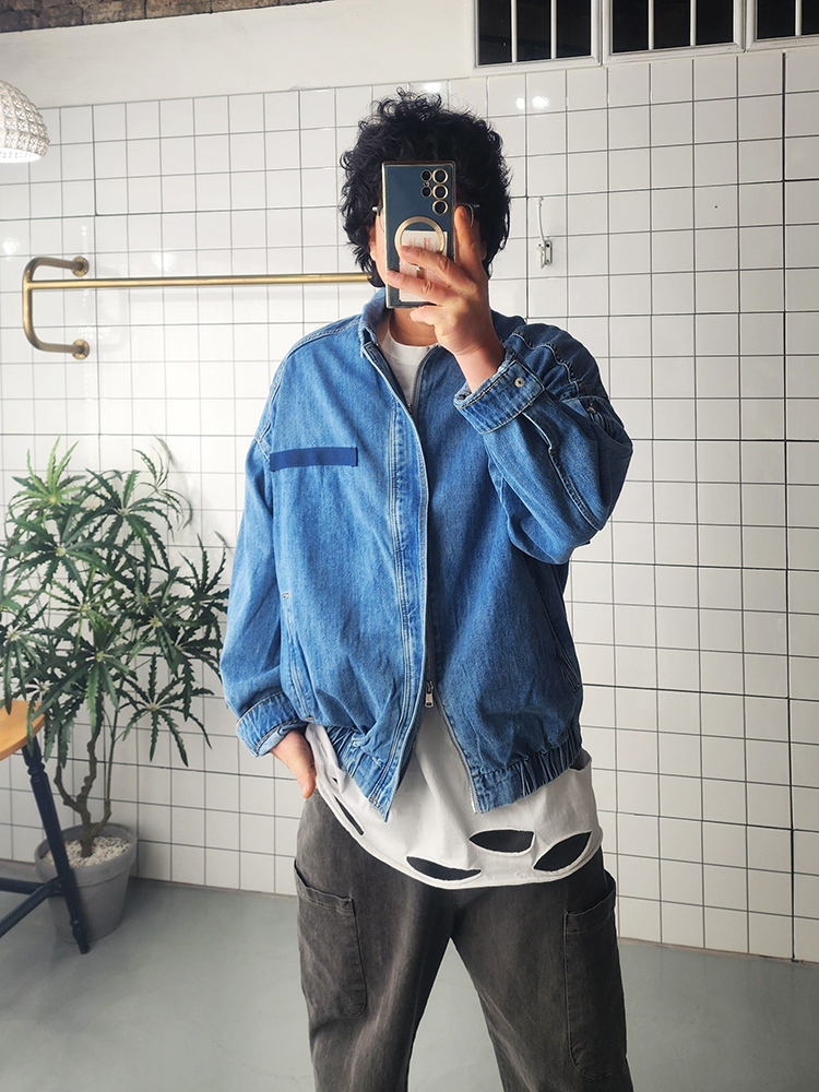 오버핏 집업 봄 청자켓 - 상품 이미지