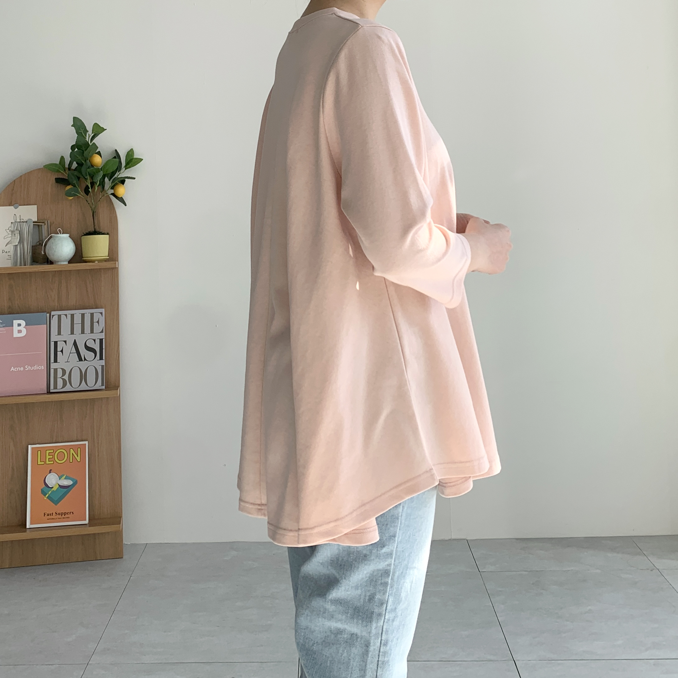 훌티 오버핏 언발티셔츠 핑크티셔츠 임산부티 - 상세 이미지 3