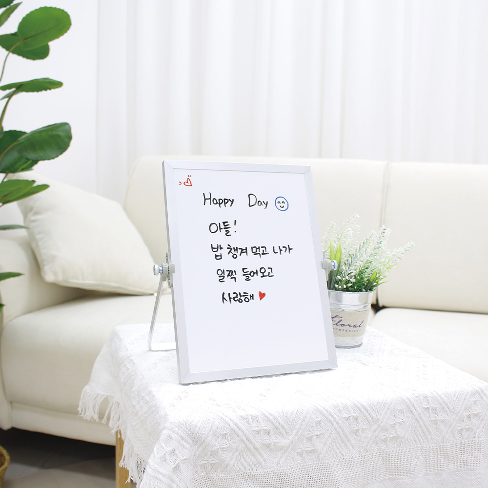 스탠드형 양면 회전 화이트보드 미니 책상 칠판 자석 낙서 보드 - 상세 이미지 2