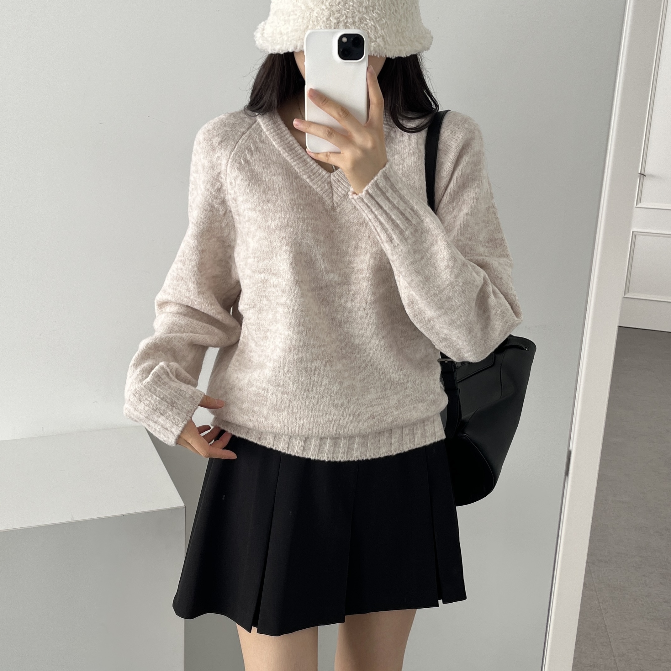 케이블니트 아이보리니트 피그먼트니트