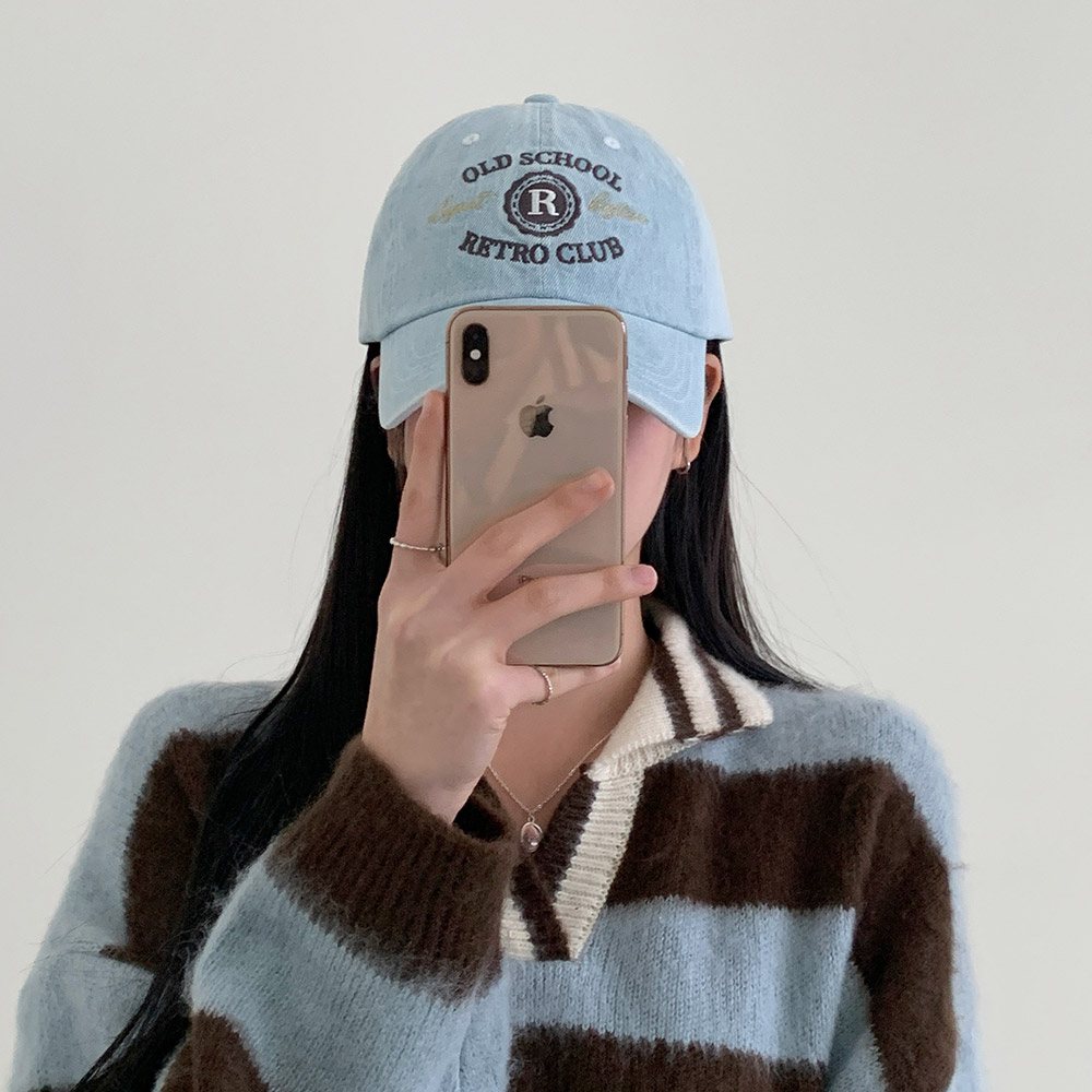 올드스쿨 영문 레터링 자수 데님 봄 대학생 새내기 개강룩 캐주얼 데일리 코튼 데님 볼캡 모자 상세 이미지 7