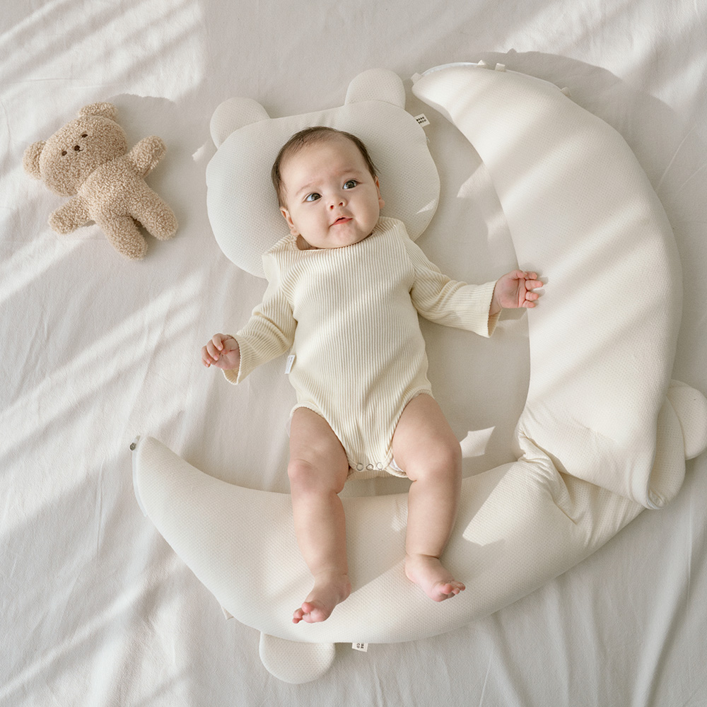 신생아 유아베개 짱구 두상 아기 모로반사방지 태열 방지 에어매쉬 듀라론 마미품 옆잠베개