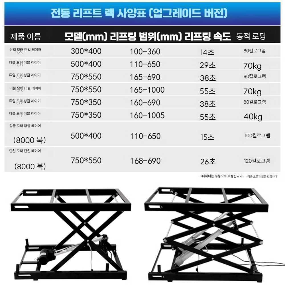 고캠프 전동테이블리프트 테이블 상하 전동 500x400mm 이층 8000N 업그레이드 - 상세 이미지 5