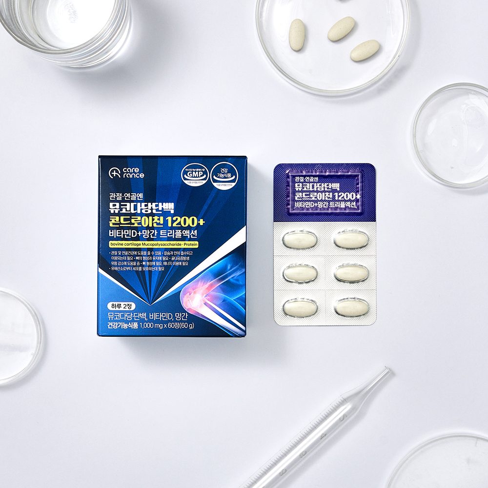 케어란스 뮤코다당단백 콘드로이친 1200+ 비타민D+망간 1,000mg 60정, 6개 - 상세 이미지 3