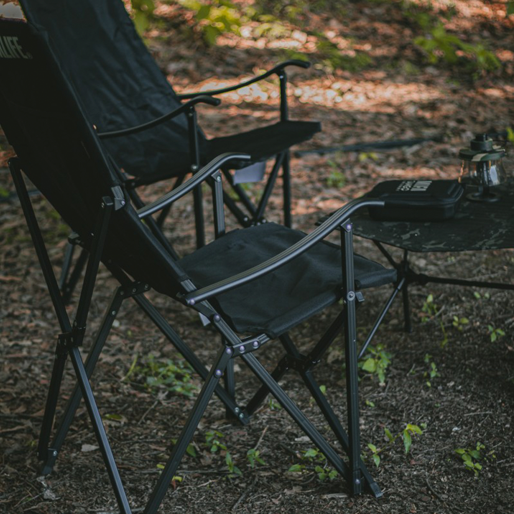 원스위크라이프 캠핑 접이식 경량 롱 릴렉스 체어 특대, 블랙프레임+원목 / 카키, 1개