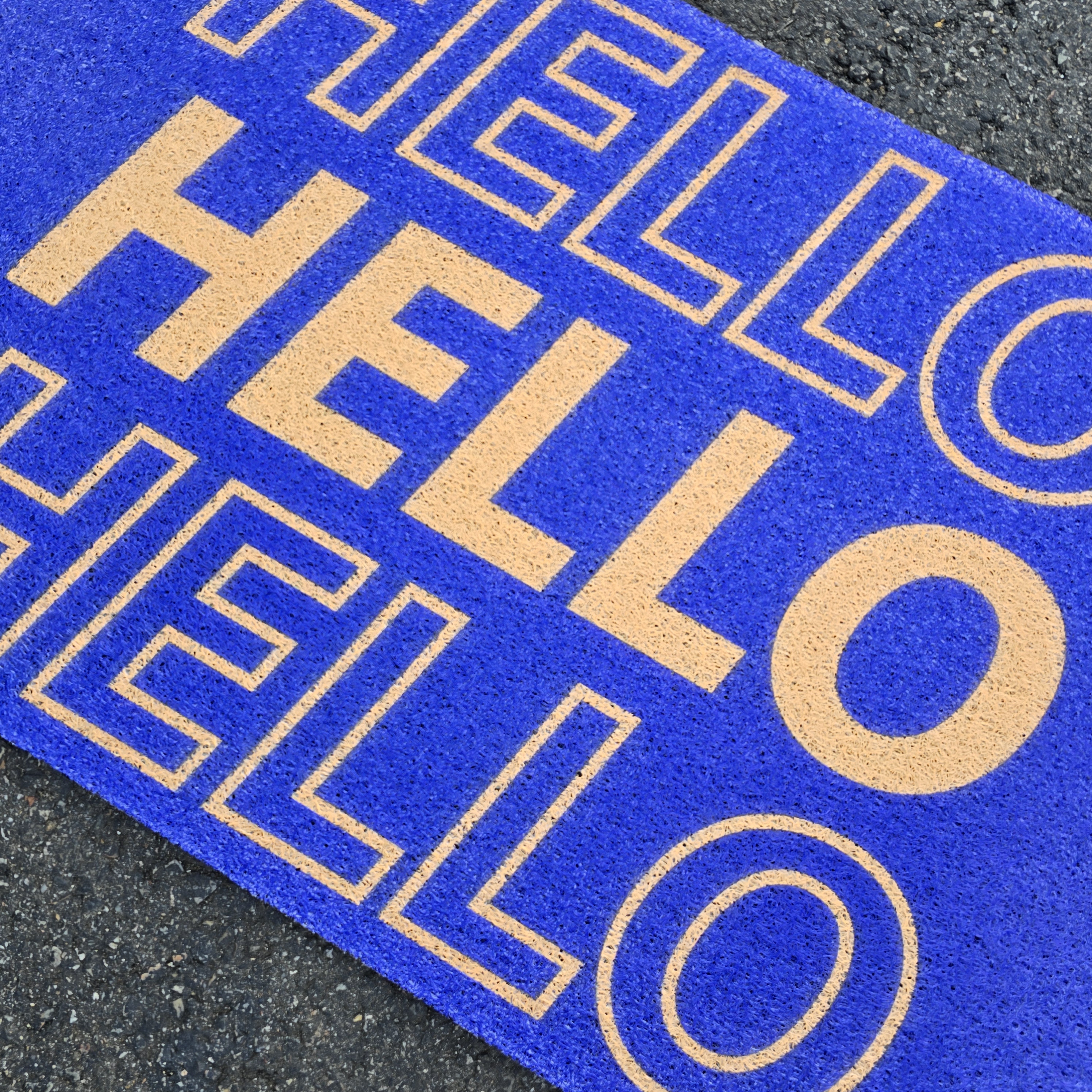 코메샵 웰컴 매트 컬러 WM27-1 블루 헬로 HELLO 하이 어서오세요 현관 코일매트 180x120cm 이미지 7