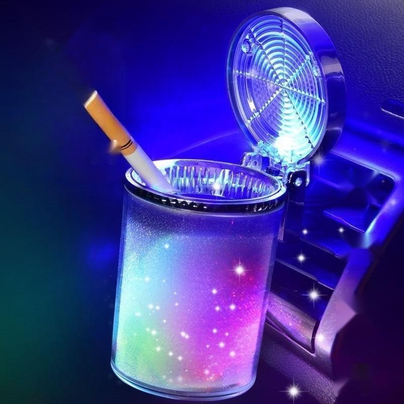 LED 재떨이 차량용 재털이 냄새차단 원터치 조명 대용량 특대형 초대형 10x7.8CM - 상품 이미지