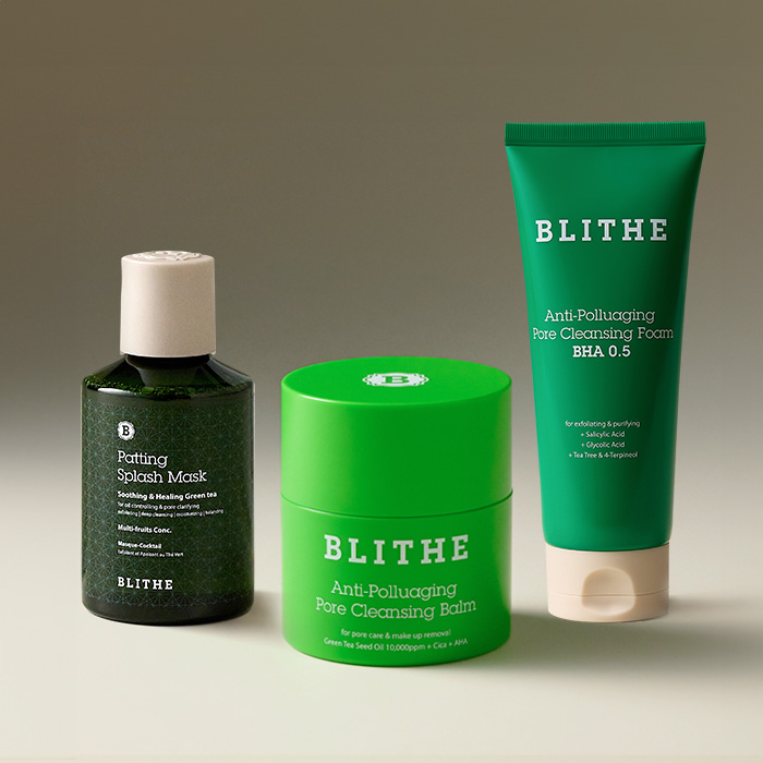 블라이드 트러블 졸업세트 세수팩 그린 150ml+ 쓱싹밤 + 순삭폼 3종세트 - 상품 이미지