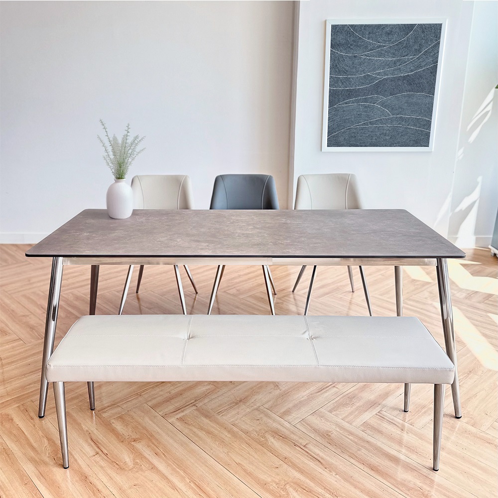 식탁연구소 클래시 6인용 세라믹식탁 세트 이태리 포세린 의자3 벤치