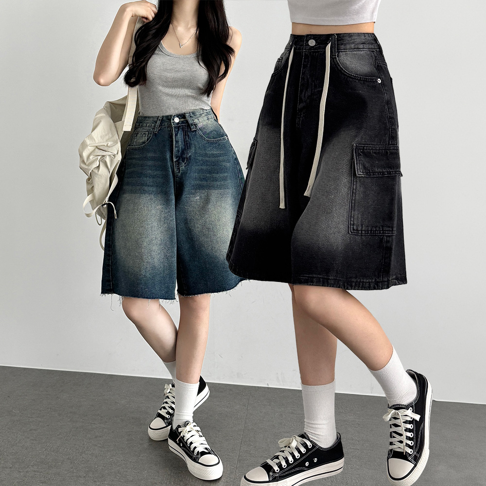 와이드 여성 청바지 버뮤다팬츠 버뮤다반바지 키작녀바지