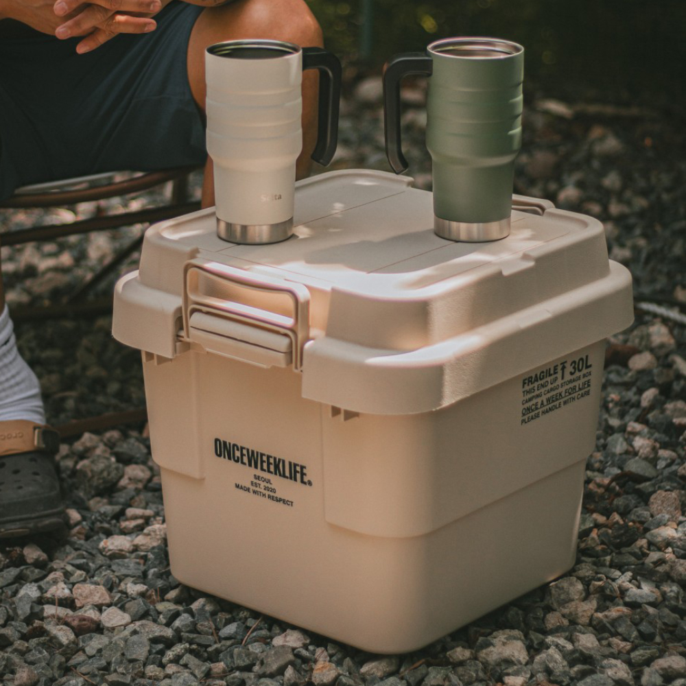 원스위크라이프 캠핑 카고 수납 스태킹 트렁크 박스 플랫형 50L, 아이보리