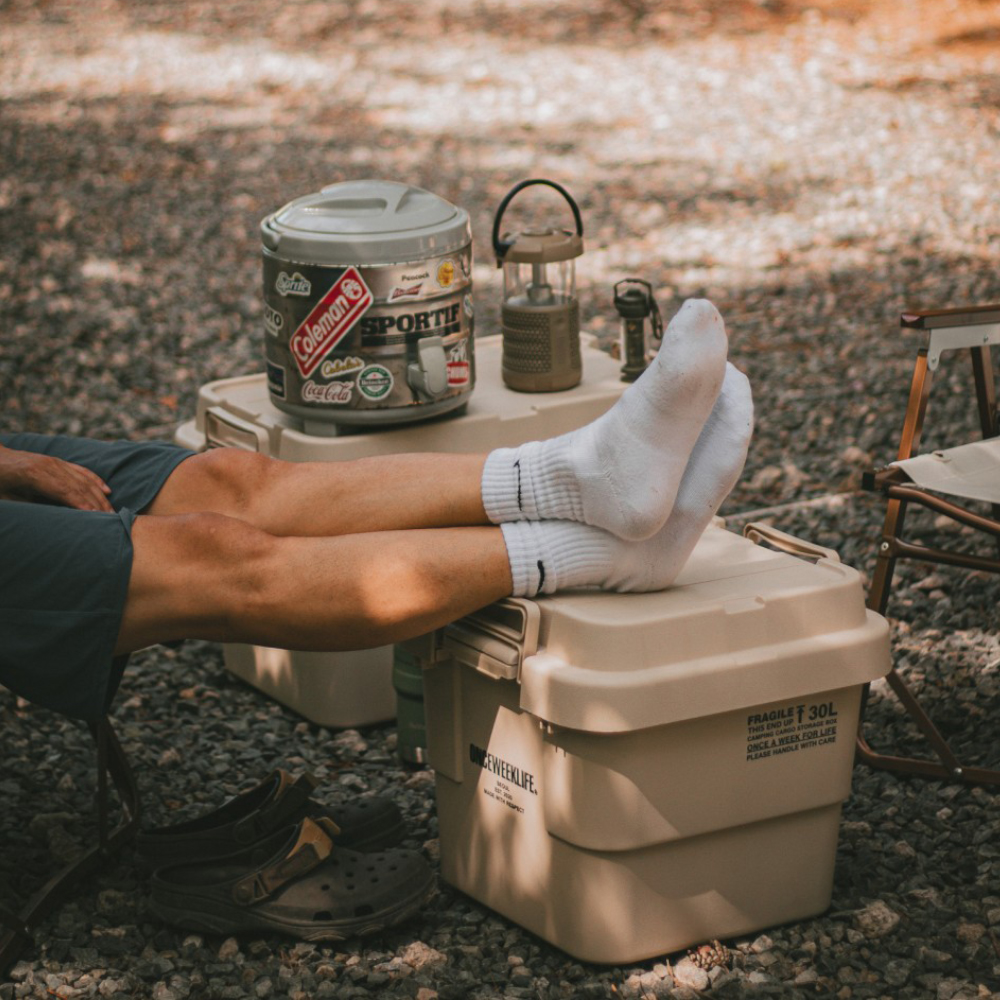 원스위크라이프 캠핑 카고 수납 스태킹 트렁크 박스 플랫형 50L, 아이보리