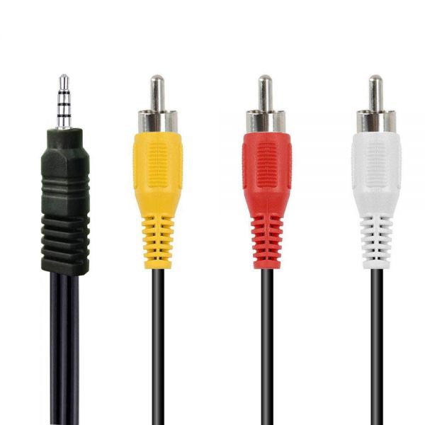 RCA 케이블 연결 연결선 3.5mm ~ 캠코더 AV 오디오 비디오 출력 소니 TV TCL 5FT용 3 입력 코드 교체 : 힘즈샵