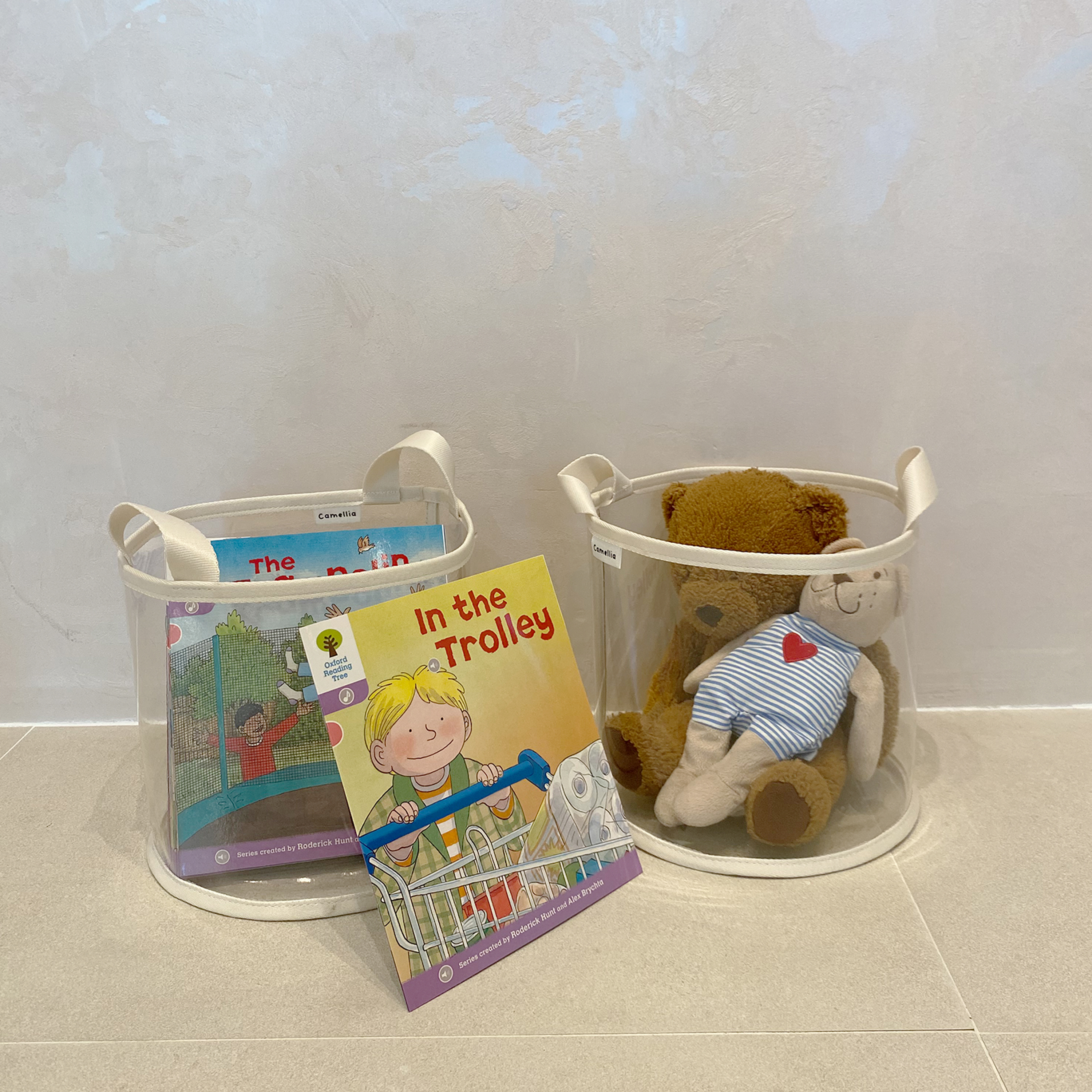 1+1 국산 투명 원형 장난감정리함 레고정리 토이박스 장난감바구니 중