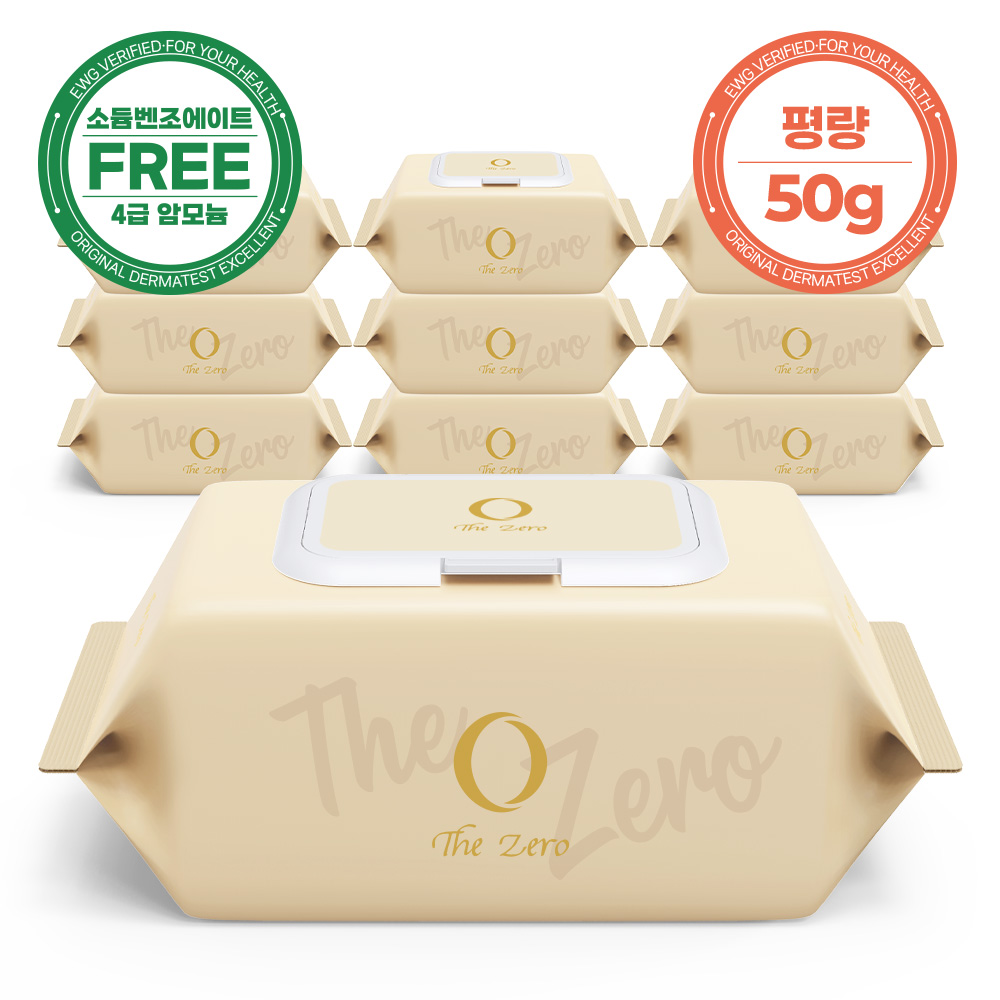 소듐벤조에이트 없는 더제로 물티슈 (유통기한 확인) 100매, 10개