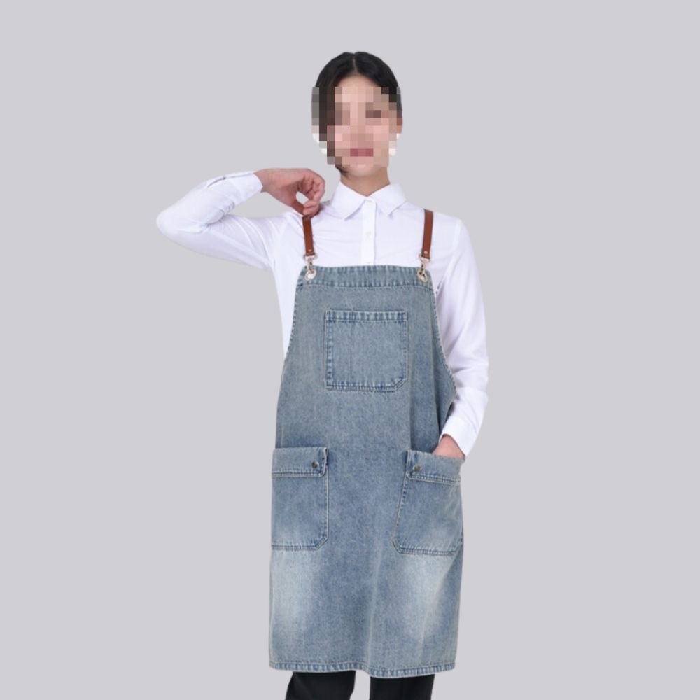 X형 연청 데님 가죽끈 앞치마 AC1546 - 상품 이미지