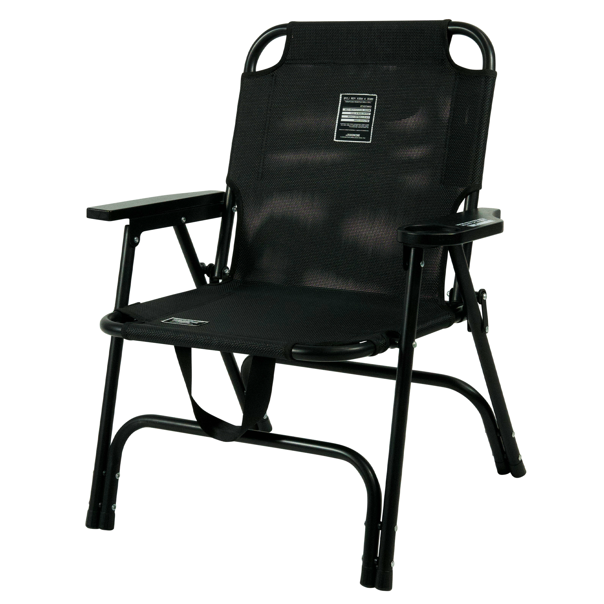 원스위크라이프 메쉬 야외용 프리미엄 폴딩 캠핑 체어 싱글, 블랙, 1개